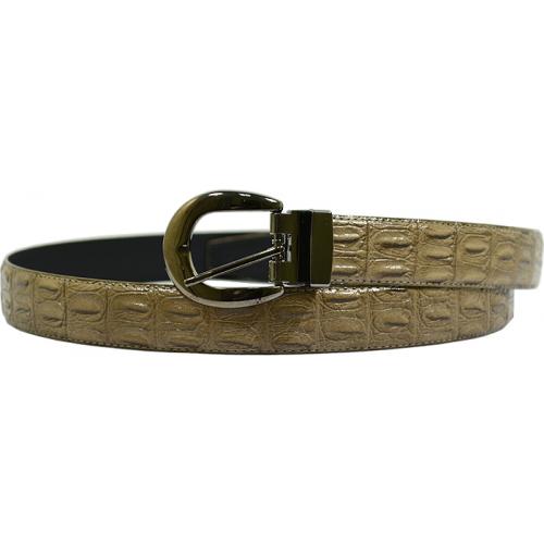 Serpi Light Taupe Hornback Crocodile Print Genuine Leather Belt GB-130